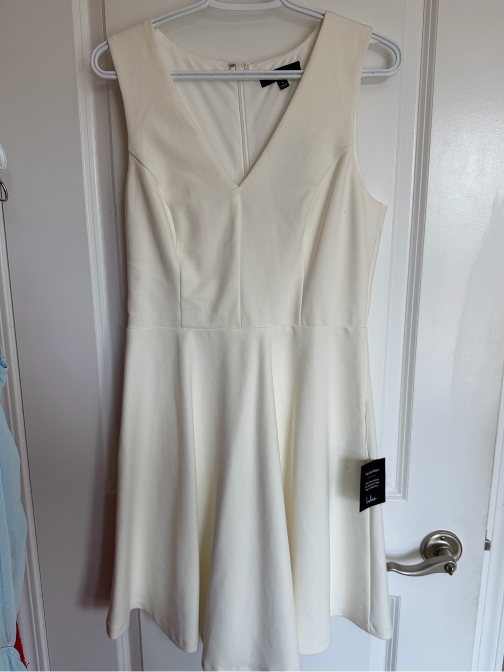 Lulu's Cream Sleeveless V-Neck Fit & Flare Dress